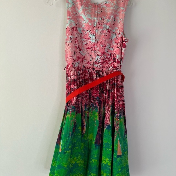 Modcloth Spring Cherry Blossom Dress Pockets Belt Bright Japan Trip - Picture 7 of 8